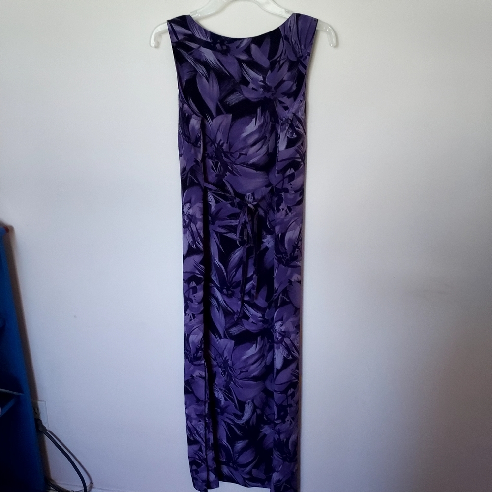 Norton McNaughton Vintage 90s Purple floral Maxi dress Tropical Vacation Luau - Picture 4 of 13